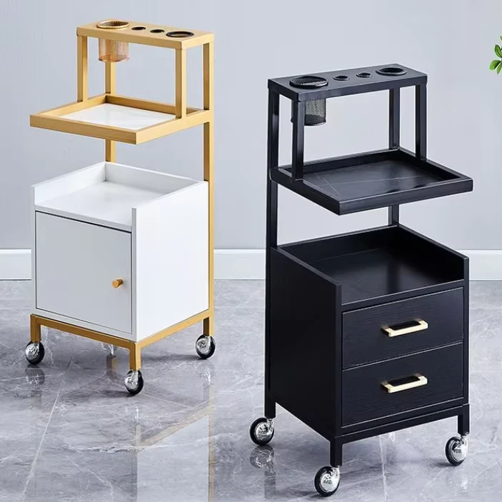 Hair Salon Special Trolley Standing Shelf Tool Table Solid Wood Multi functional Hair Dresser Cabinet
