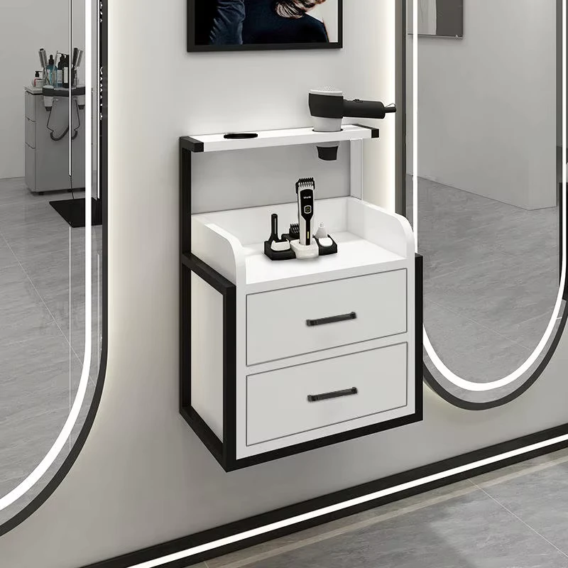Hair Salon Stations Equipment Gold Tool Storage Cabinet Wooden Wall Mount Beauty Salon Trolley