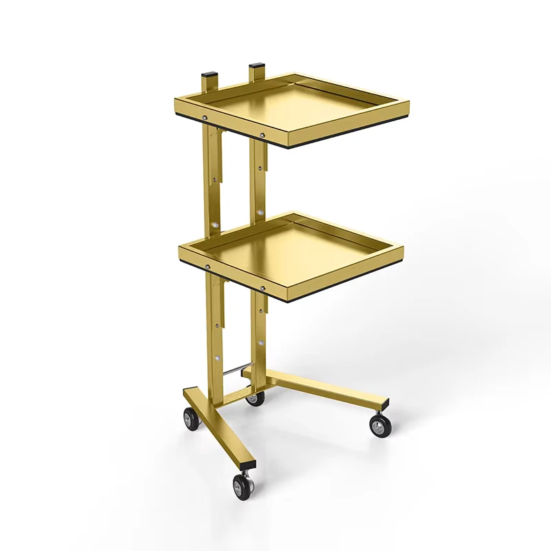 Hair Salon Trolley Cart Foldable Gold Stainless Steel Salon Beauty Store Furniture Mobile Car Barbing Trolley