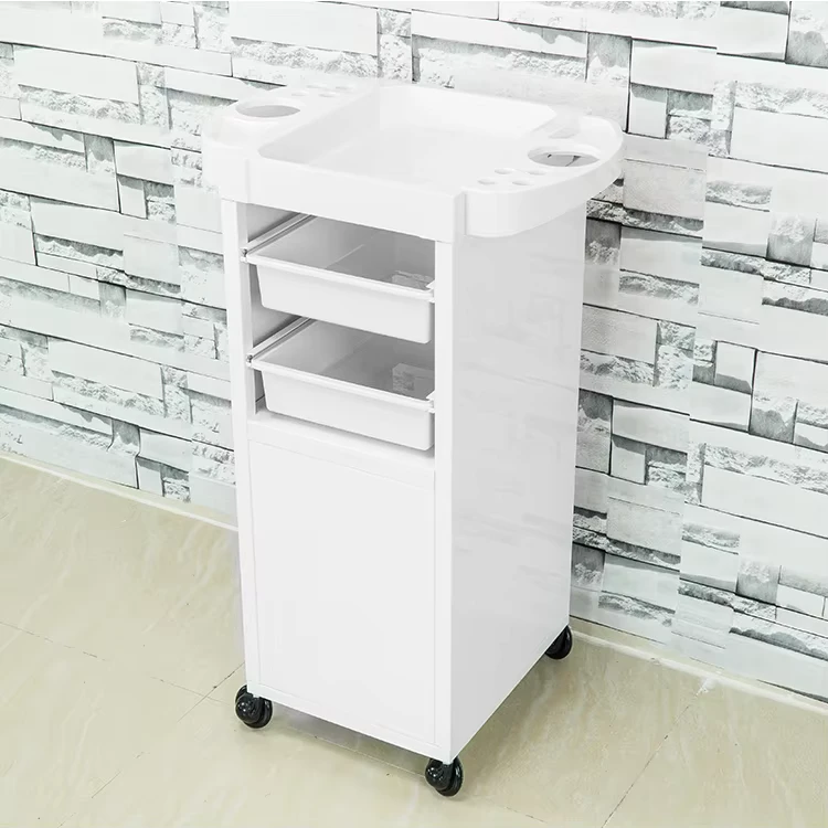 Hair Salon Trolley with Universal Wheels Lockable Rolling Cabinet Beauty Salon Trolley Cart