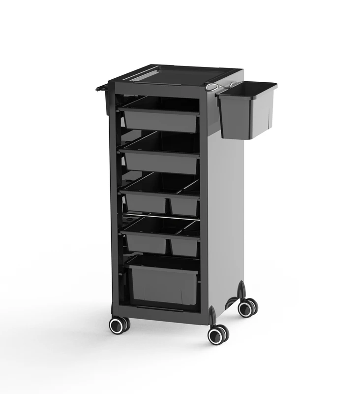 Hairdresser Trolley Cart with Trays and Buckets Multifunction Salon Storage Cart with Wheels