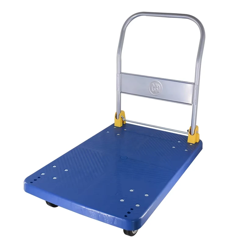 Hand Cart Foldable Platform Plastic Trolley PVC Rubber Hand Trucks 400 kg 60x90cm for Transportation