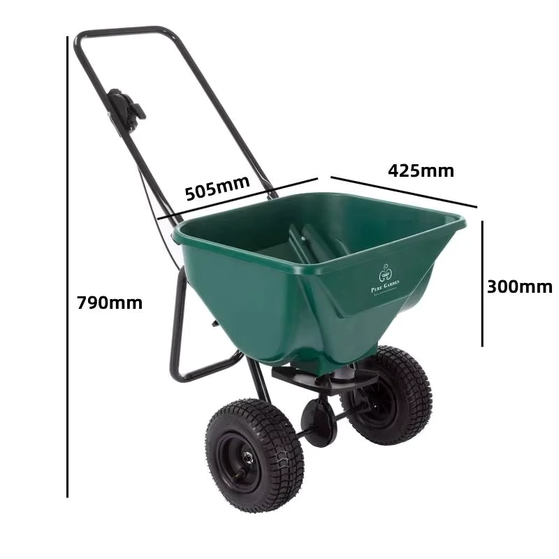 Hand Cart Trolley Customizable Rotary Broadcast Dispenser Lawn Garden Durable Plastic Fertilizer Grass Seed 100kg Load
