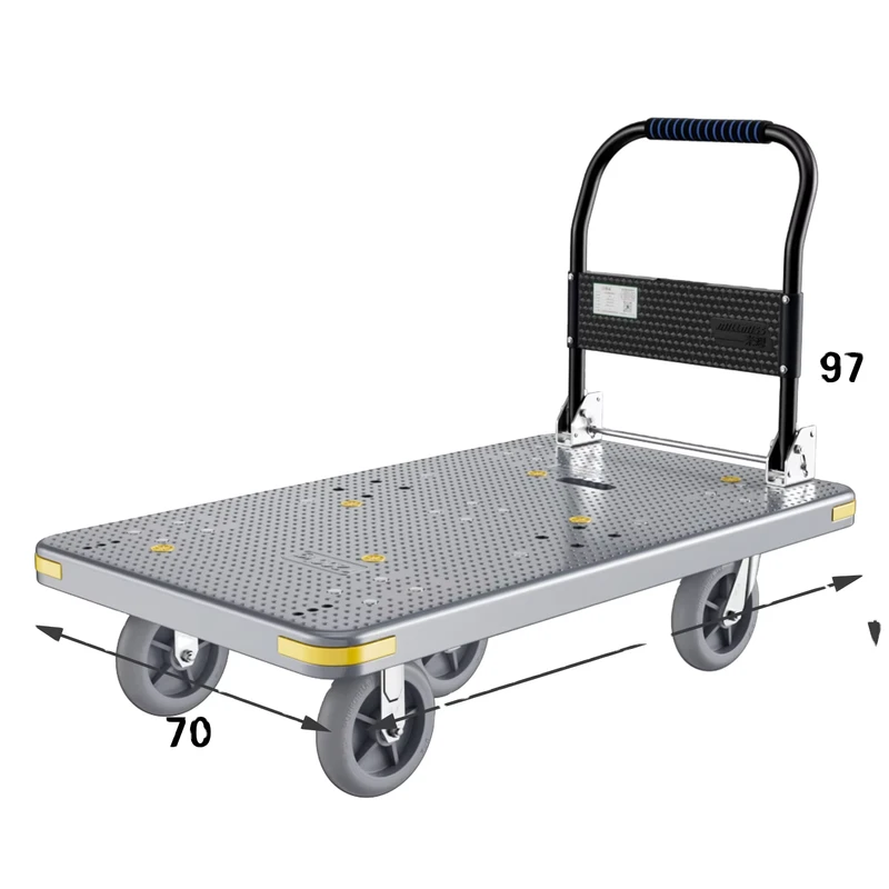 Hand Carts Trolleys 1000kg Load Foldable Flatbed Platform Cart Push Trolley for Warehouse Transport