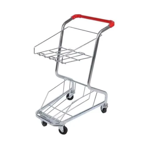 Hand Push 4 Wheel Supermarket 3 Basket Shopping Trolley