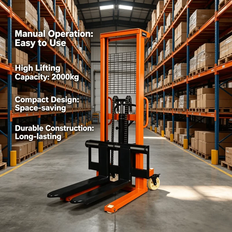 Hand Stacker Price High Quality Manual Forklift 2T Capacity 1.6M Lifting Height Manual Lifting Stacker