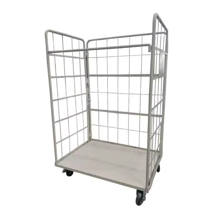 Hand Trolley Roll Container Warehouse Logistic Cargo Cart with 4 Wheel Easy Folding Steel 1100X800X1700mm Logistic Cart