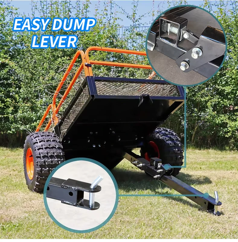 Heavy-Duty 1000LBS Max Payload Four-Wheel Platform Steel ATV Motorcycle Utility Trailer Tool Cart