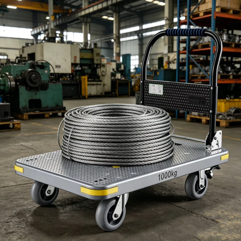 Heavy Duty 1000kg Foldable Four Wheel Plastic Portable Platform Trolley Flatbed Cart For Warehouse Logistics