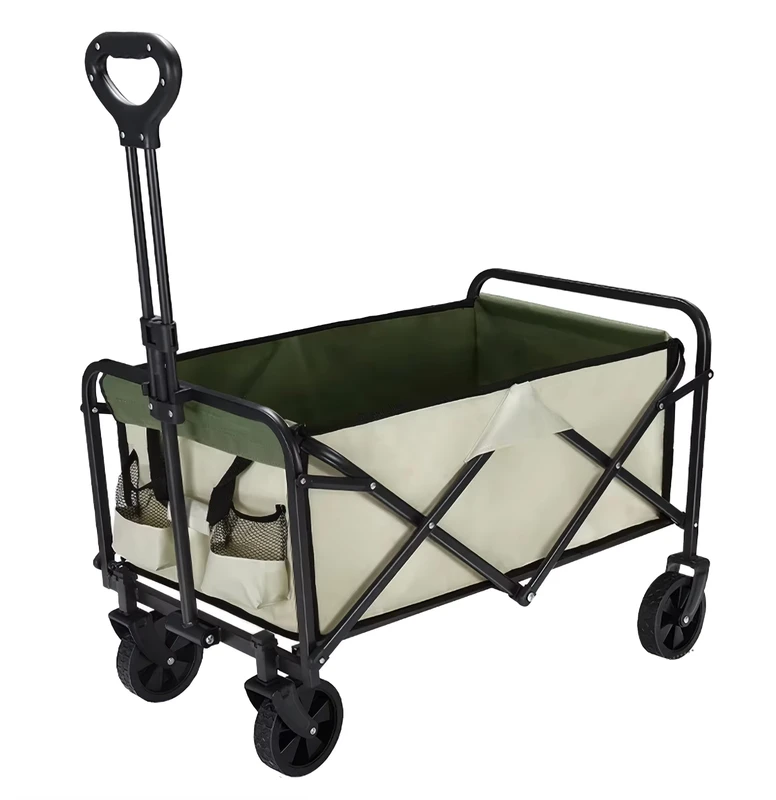 Heavy Duty 100kg Load Foldable Camping Wagon Large Capacity All Terrain Wheels Collapsible Outdoor Utility Cart for Beach Picnic
