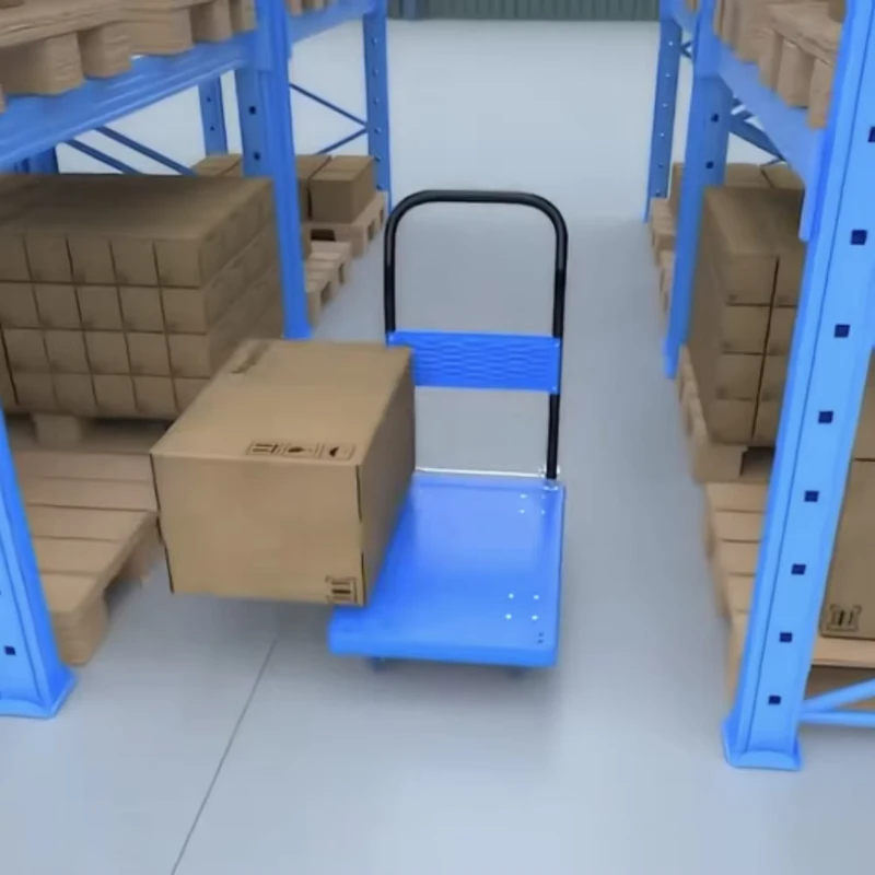 Heavy Duty 150KG Portable Flatbed Folding Hand Trolley Cart 300KG Four Wheels Transport Foldable Platform Truck