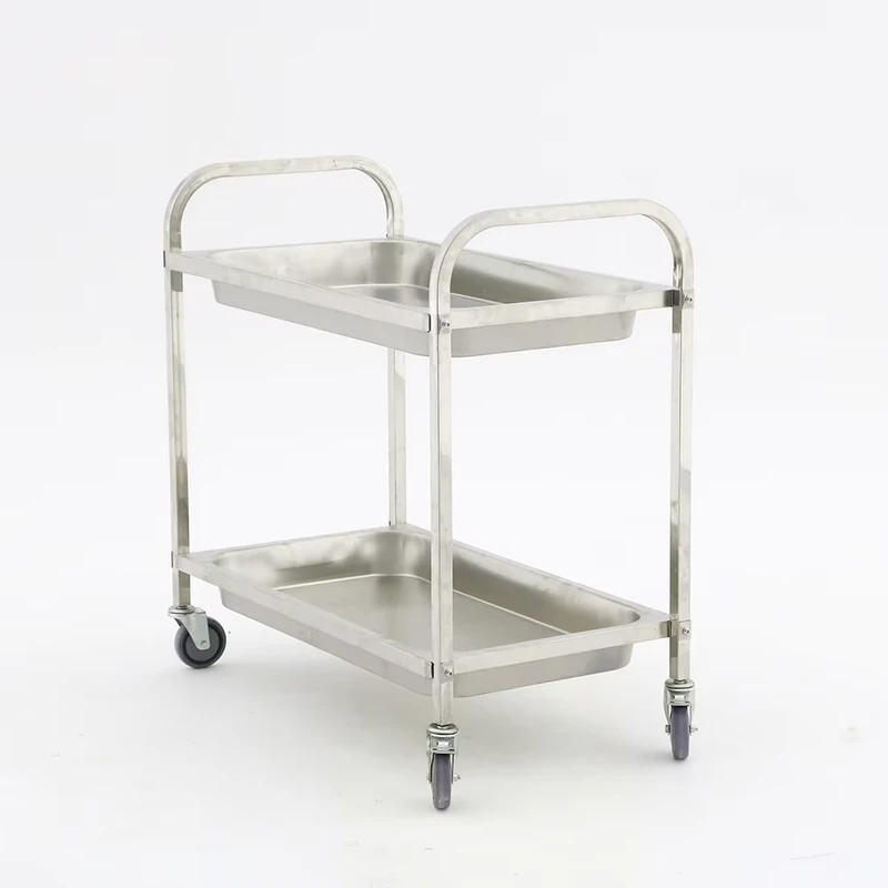 Heavy Duty 2/3 Layer Stainless Steel Restaurant Kitchen Trolley with Locking Wheels for Food Supply and Cleaning