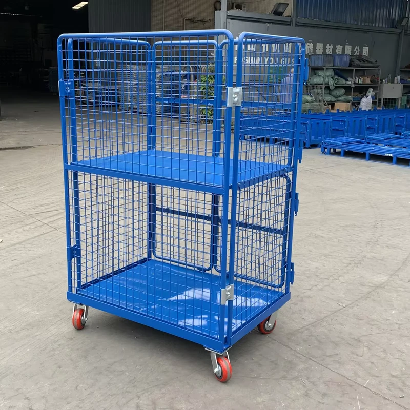 Heavy Duty 2 Shelf Roll Cage Trolley 4 Sided Roll Container Logistics Cargo Trolleys Warehouse Cart