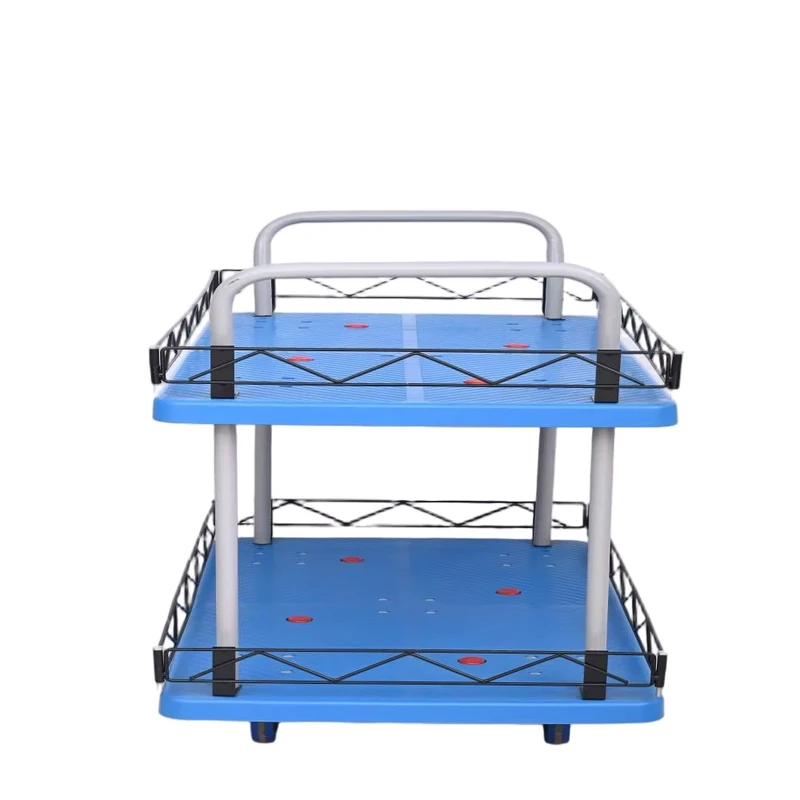 Heavy Duty 2 Tier Four Wheel Platform Rolling Utility Cart with Chrome Wire Shelving for Tools