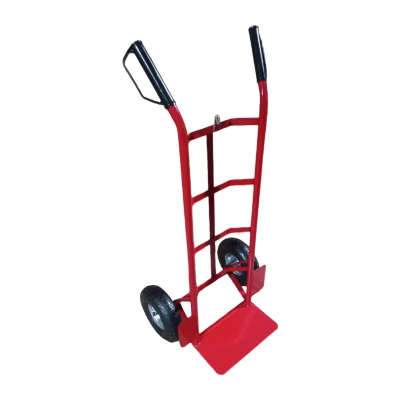 Heavy Duty 2-Wheel Steel Hand Truck Foldable Metal Hand Trolley Enclosed Frame Platform for Tool Transportation Storage