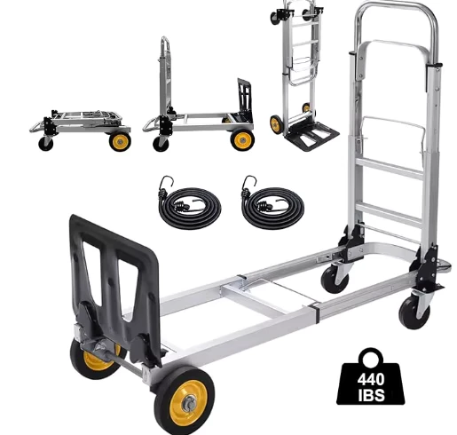 Heavy Duty 2 in 1 Convertible Luggage Cart and Dolly Portable Stretchable Aluminium Folding Hand Truck Dolly