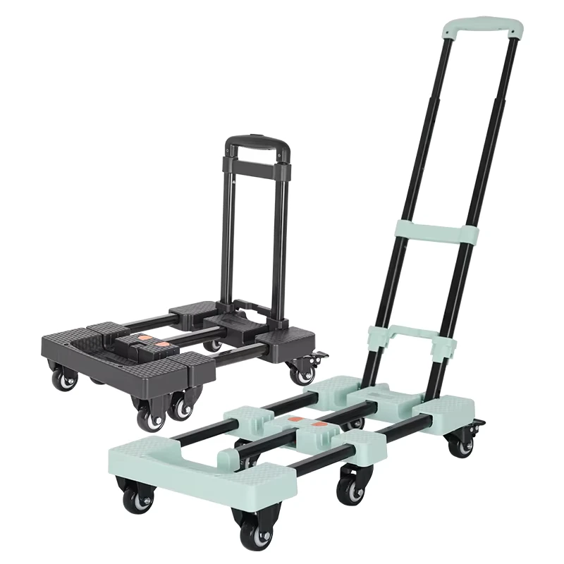 Heavy Duty 200kg Moving Luggage Trolley Hand Truck Folding Collapsible Trolley With 6 Wheels Shopping Trolleys