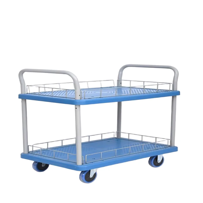 Heavy Duty 3 Tier Platform Rolling Utility Cart Steel Hot Dip Galvanized Shelving Trolley Four Wheel Silent for Healthcare