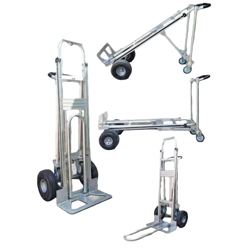 Heavy Duty 3 in 1 Foldable Aluminum Platform Truck Four Wheel Hand Trolley Cart 300kg Load Capacity OEM Tools