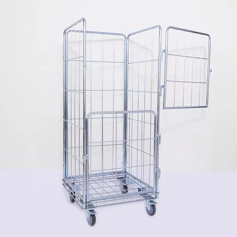 Heavy Duty 300-500KG Logistic Trolley Roll Cage With 2 Doors Supermarket Transport Roll Container