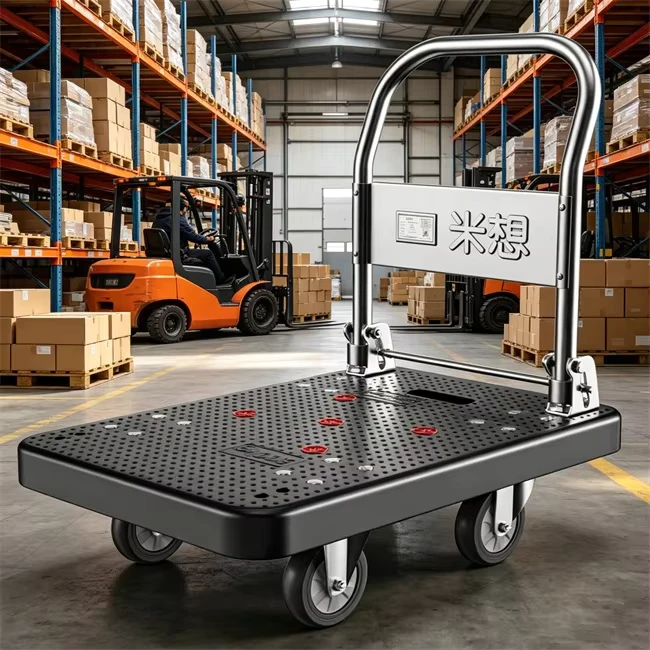 Heavy Duty 4 Wheel Foldable Platform Dolly Cart Logistics Hand Trolley OEM 400kg Load Capacity