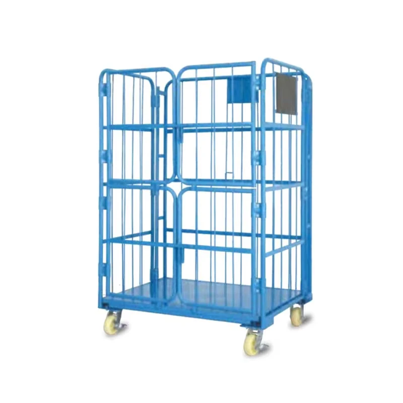 Heavy Duty 4 Wheel Industrial Warehouse Logistics Truck Trolley Cart Steel U Boat Platform 300kg Load Capacity Powder