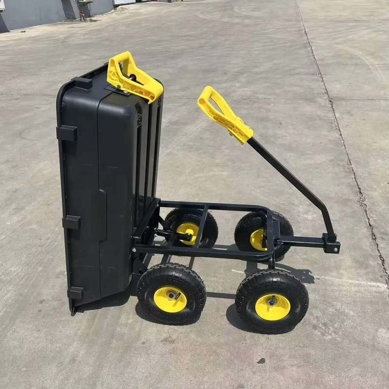 Heavy Duty 4 Wheel Roll Container 80L 75L Garden Waste Steel Tray Cart Platform OEM Customizable Poly Garden Dump