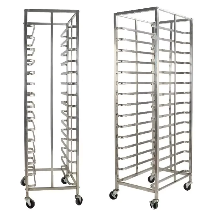 Heavy Duty 4 Wheel SS304 Stainless Steel Tray Rack Trolley for Baking Tray Organization in Commercial Settings