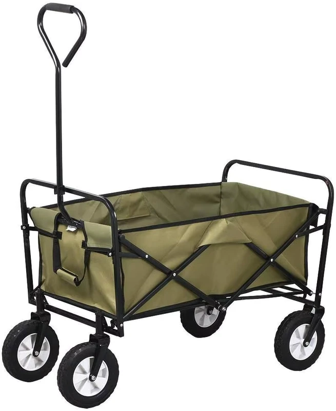 Heavy Duty 4 Wheeled Steel Utility Trolley Wagon Outdoor Camping Hand Tool with Stainless Steel Mesh Structure OEM Customizable
