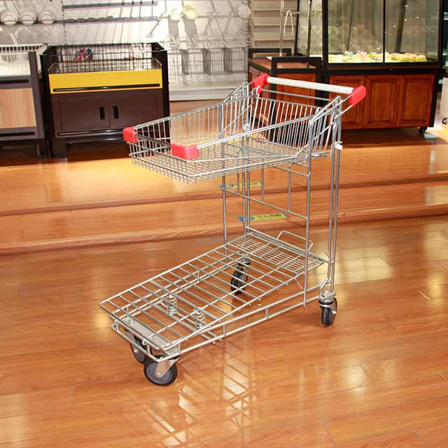 Heavy Duty 4 Wheels Supermarket Trolley Supermarket Grocery Shopping Trolley Cart