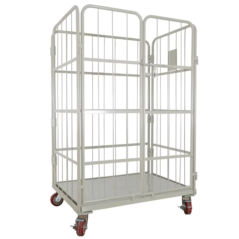 Heavy Duty 500kg Four Wheel Easy Moving Warehouse Collapsible Steel Roll Container