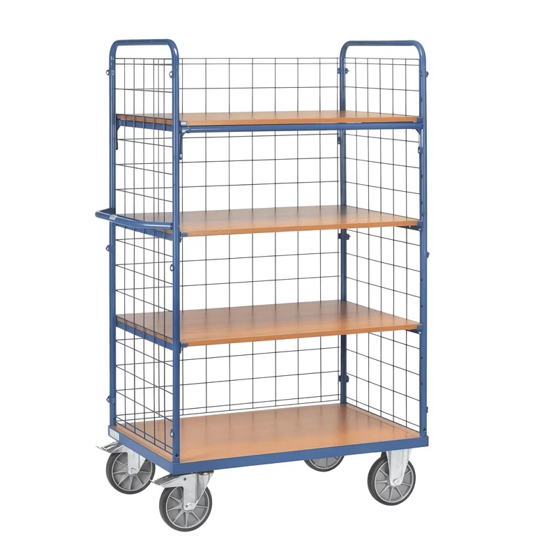 Heavy Duty 500kg Steel Wire Shelf Cage Trolley 1115*730*1800mm 4 Wheel Powder Coated OEM Logistic Cart