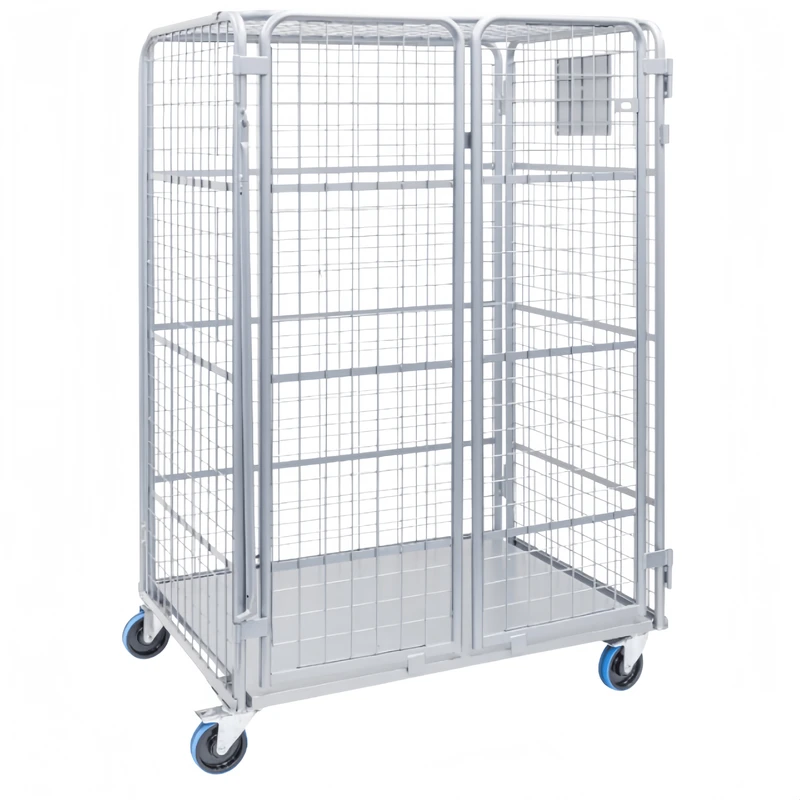 Heavy Duty 500kg Steel Wire Shelf Cage Trolley 800*600*1700 Four Wheel Powder Coated OEM Logistic Cart
