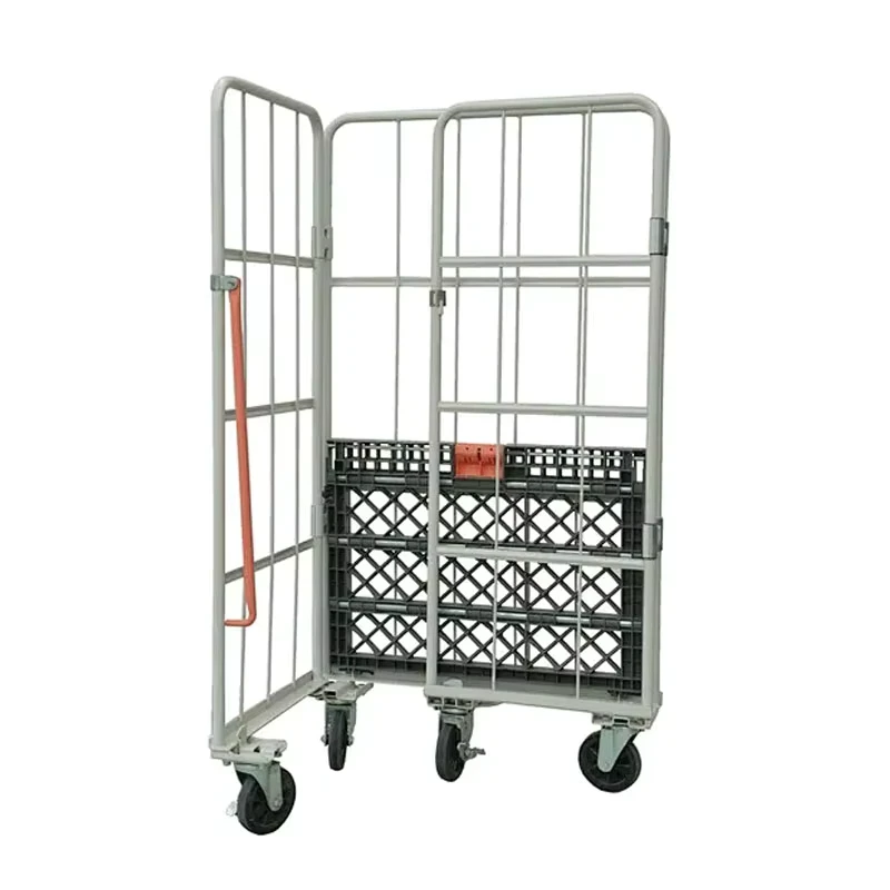 Heavy Duty 500kg Warehouse Transport Multi Tier Custom Made Roll Cage Wire Mesh Picking Trolley