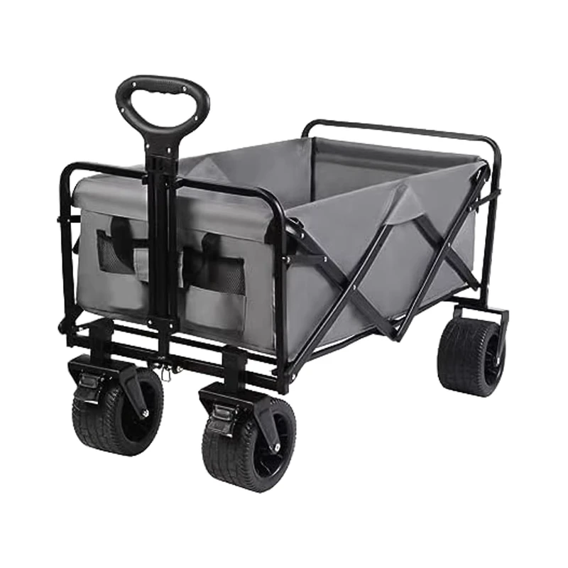 Heavy Duty 550lbs Capacity Four Wheel Folding Camping Wagon Big Wheels Robust Construction Adjustable Rolling for Hand Carts