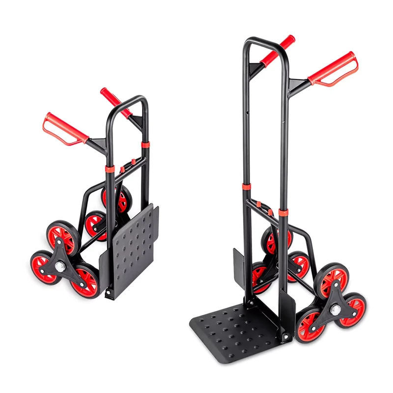Heavy Duty 6 Wheel Red Steel Stair Climber Trolley Folding Hand Truck Tool Usage