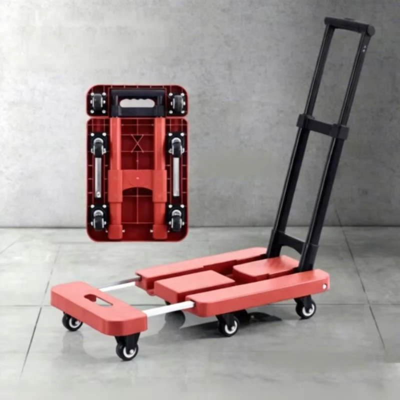 Heavy Duty 6 Wheels Foldable Platform Truck Extendable Base Hand Trolley for Home and Car Trunk