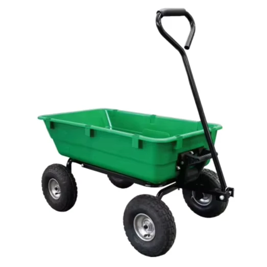 Heavy Duty 80L 250KG Steel Dump Cart Pneumatic Wheel Wheelbarrow Garden Utility Trailer Poly Tray Dumping Trolley Plastic Tray