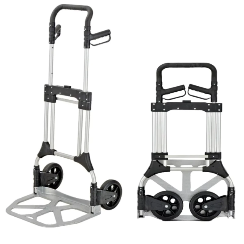 Heavy Duty Aluminum Alloy Folding Two Wheeled Hand Cart Portable Telescopic Luggage Trolley Cart