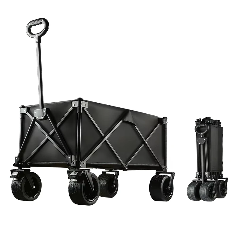 Heavy Duty Aluminum Foldable Camping Trolley 400L Large Capacity Outdoor Multi functional Cart All Terrain Wheels Shopping Beach