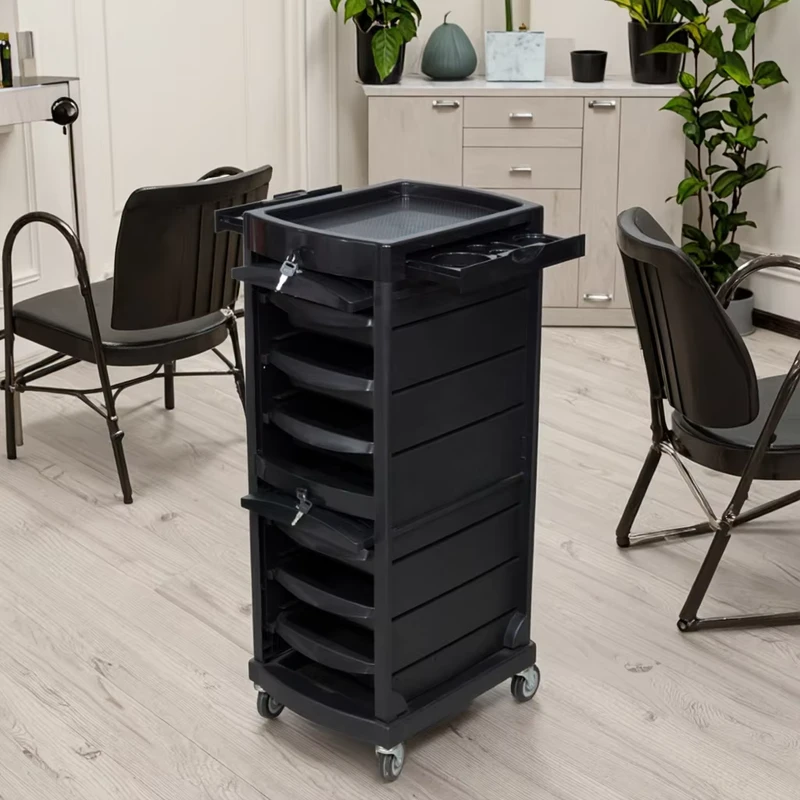 Heavy Duty Aluminum Salon Cart with 4 Silent Wheels Rolling Barber Trolley Commercial Utility Storage Organizer