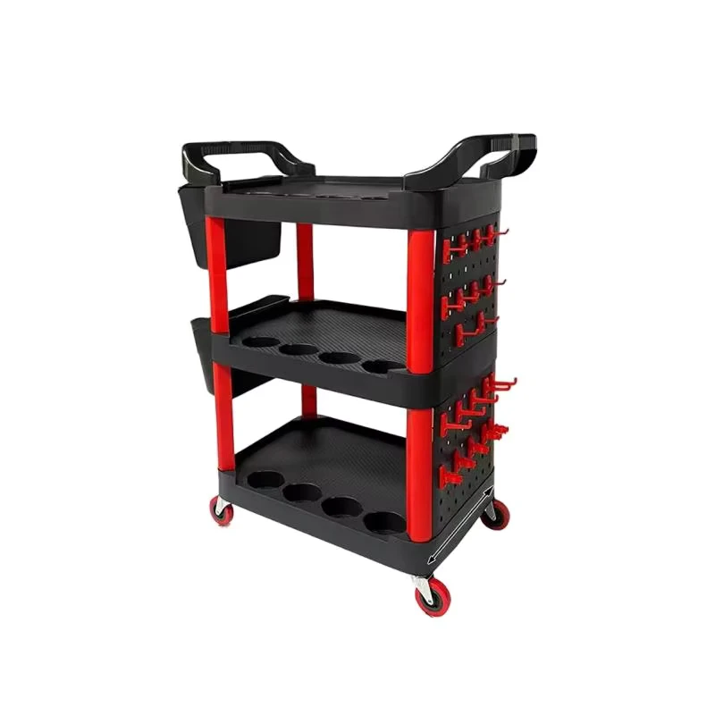 Heavy Duty Auto Detailing Workshop Trolley Plastic Utility Cart for Car Washer