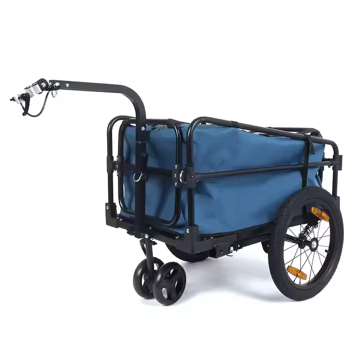 Heavy Duty Bicycle Cargo Trailer With Removable Waterproof Cover Folding Steel Frame Rear Tow Cart for Camping Travel Transport
