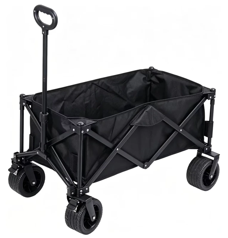 Heavy Duty Black Foldable Cart Collapsible Outdoor Camping Beach Utility Pull Wagon