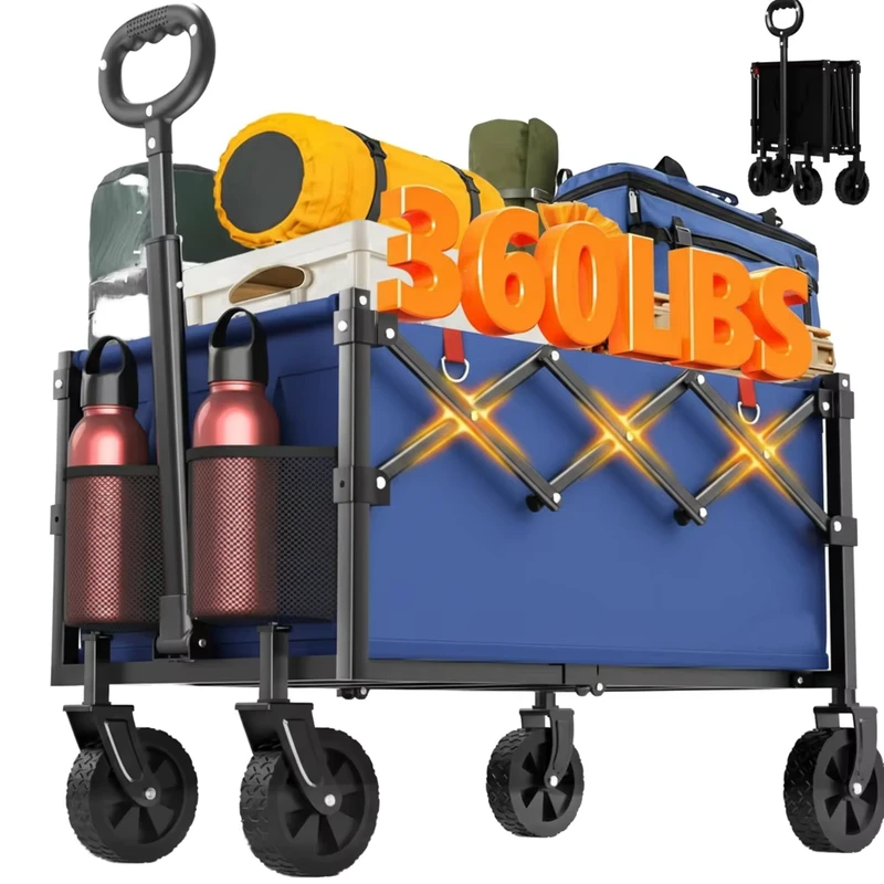 Heavy Duty Blue Black Purple Camping Cart Trolley Wagon 360L