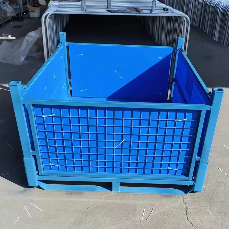 Heavy Duty Blue Steel Stillage Solid Panel Storage Bin for Warehouse Material Handling Heavy Duty Warehouse Use