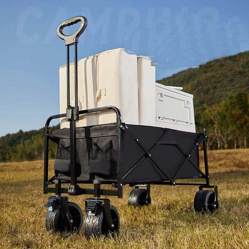 Heavy Duty Camping Folding Beach Wagon Cart 300L Large Capacity Utility Cart with 4 Wheels for Garden Home Rolling Cart