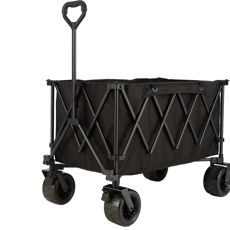 Heavy Duty Carbon Steel Camping Cart Customized Portable Foldable Four Wheel Beach Shopping Large Capacity Trolley