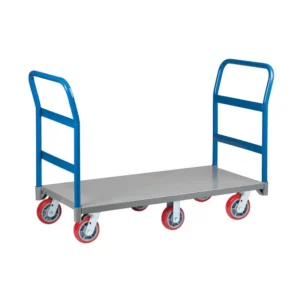 Heavy Duty Carbon Steel Warehouse Hand Cart and Trolleys with Double Handles Cargo Storage Equipment