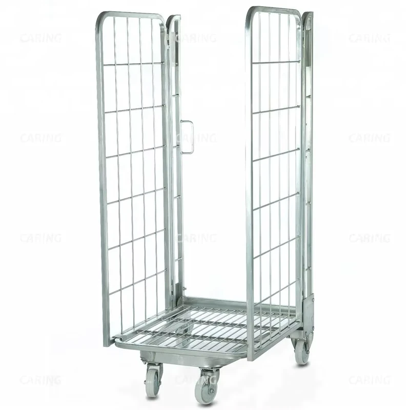 Heavy Duty Cargo 2 Sided Trolley Supermarket Steel Roller Cage